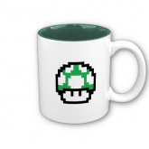 Caneca Branca e Verde - Super Mario - 1 Up