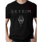 camiseta preta de algodão skyrim IMPORTADA